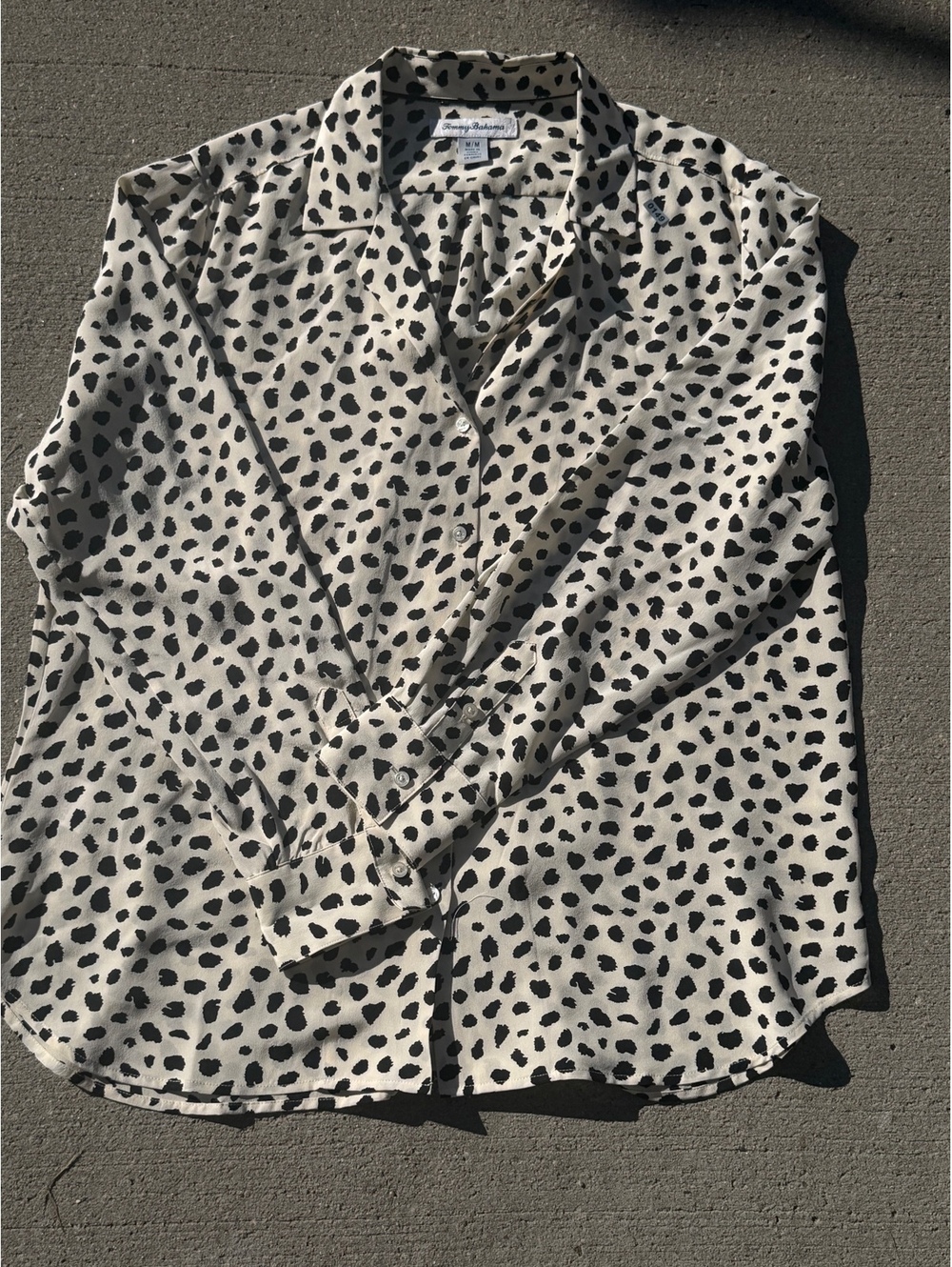 Tommy Bahama Silk Blouse with Black and White Animal Print, Size M